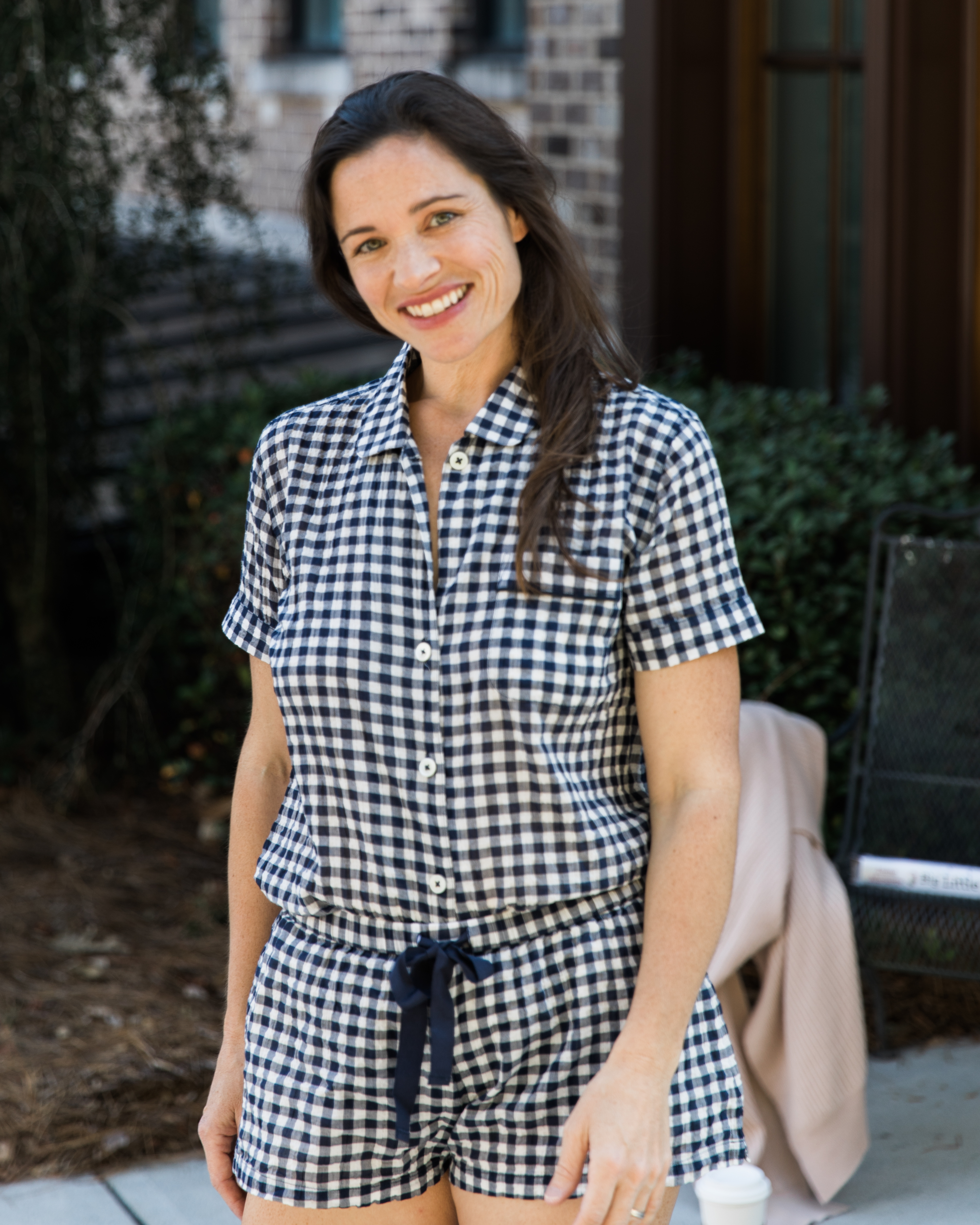 Mama Gingham Pajama Shorts Set